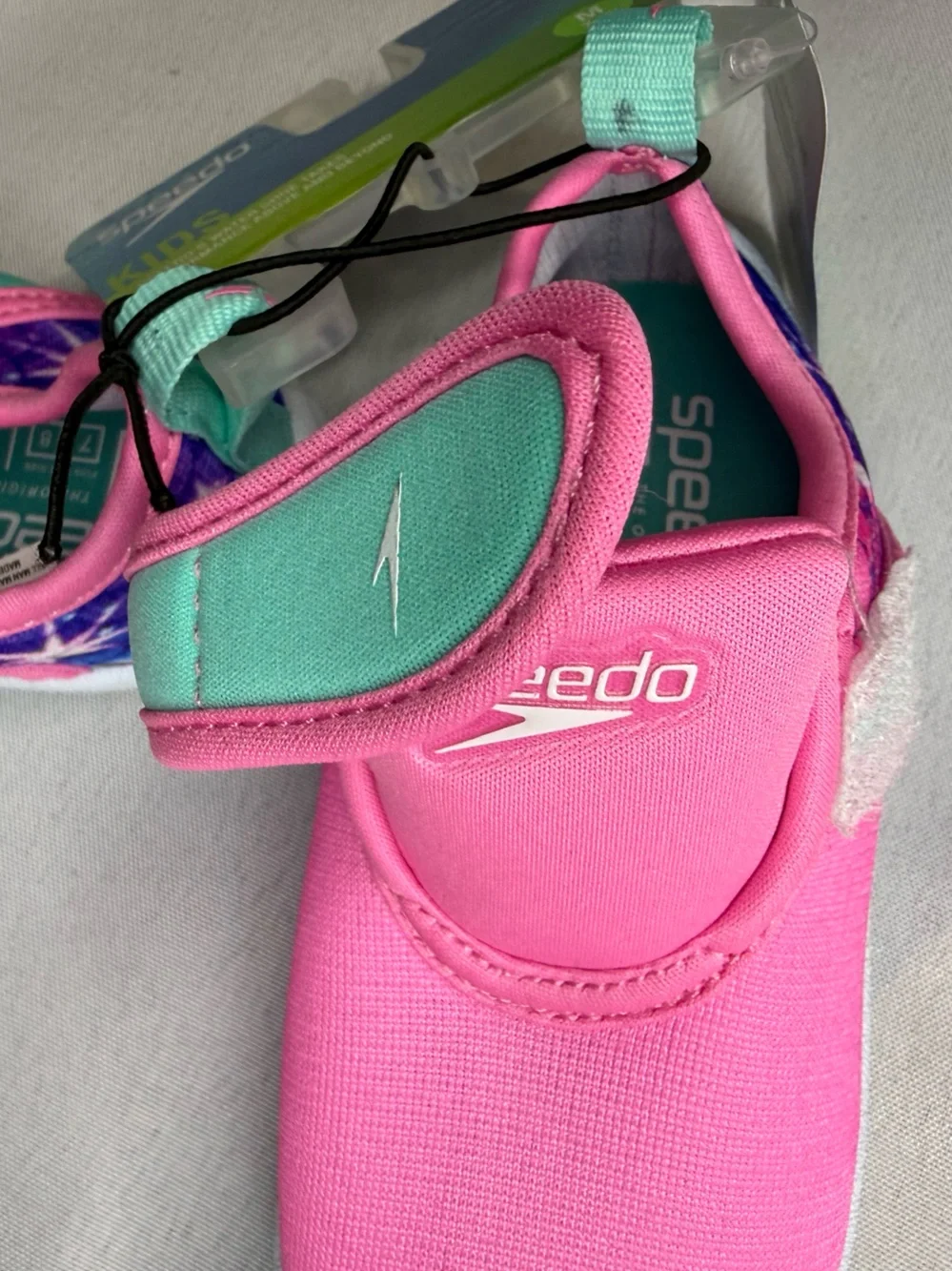 Speedo Kids Pink Water Shoes with Teal Strap Accents